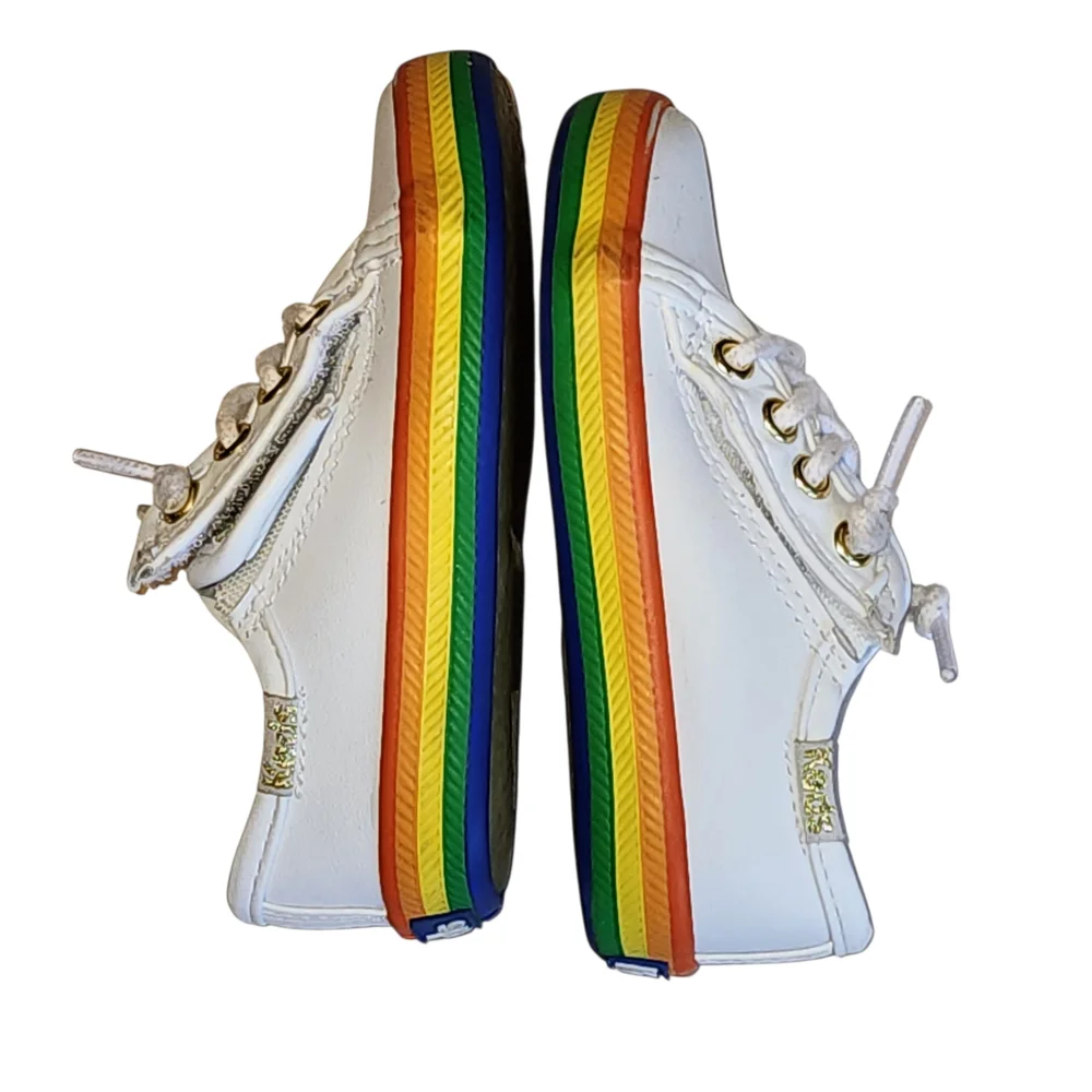 Converse White Sneakers with Rainbow Sole‎